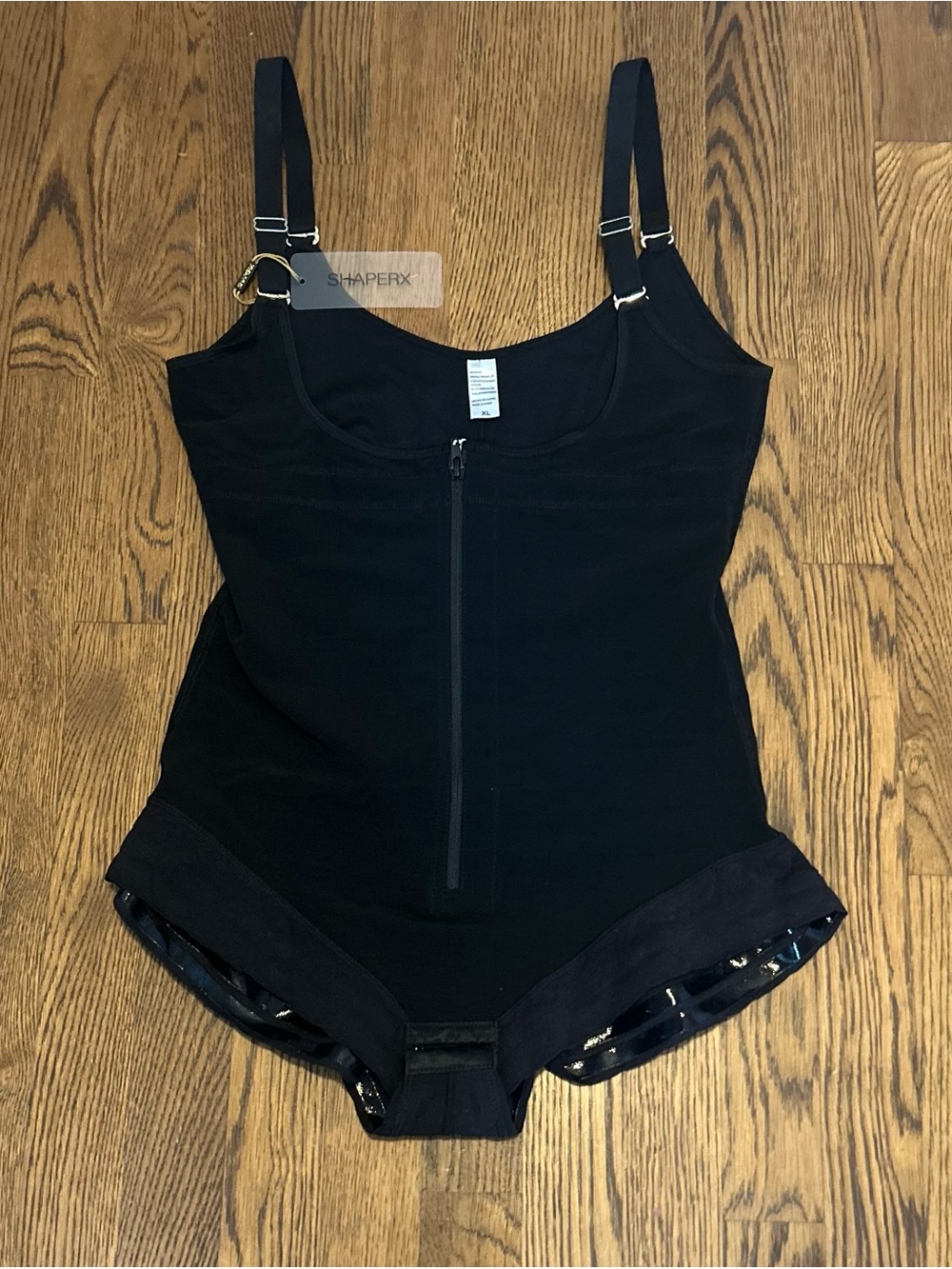 ShaperX Women's Black Zip-Front Bodysuit Shape wear 299